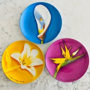 GIVENCHY Colorful Set of 3 Porcelain Plates 8.25"